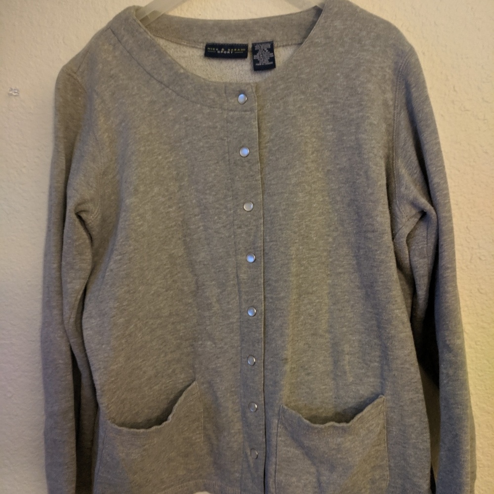 Gray button up sweater